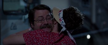 Movie still from “We're the Millers” (2013), directed by Rawson Marshall Thurber – A man and a woman hugging each other; Close Up shot, Over the shoulder angle