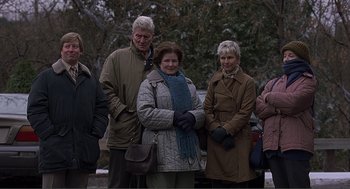 Movie still from “Lars and the Real Girl” (2007), directed by Craig Gillespie – A group of people standing next to each other; Medium shot, High angle