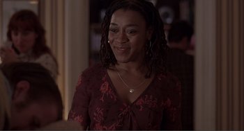 Movie still from “Lars and the Real Girl” (2007), directed by Craig Gillespie – A person smiling at the camera; Close Up shot, Over the shoulder angle