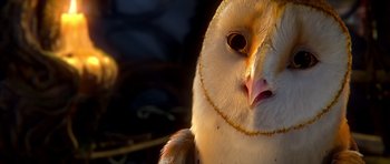 Movie still from “Legend of the Guardians: The Owls of Ga'Hoole” (2010), directed by Zack Snyder – The face of an owl; Extreme Close Up shot, Low angle