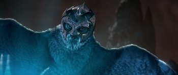 Movie still from “Legend of the Guardians: The Owls of Ga'Hoole” (2010), directed by Zack Snyder – A person wearing a mask; Close Up shot, Low angle