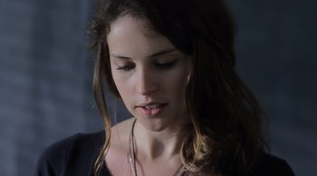 Movie still from “Like Crazy” (2011), directed by Drake Doremus – A person with long hair; Close Up shot, Low angle