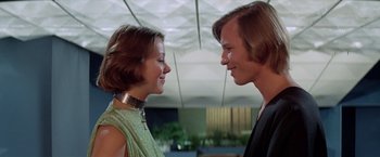 Movie still from “Logan's Run” (1976), directed by Michael Anderson – A man and a woman looking at one another; Close Up shot, Low angle