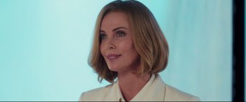 Movie still from “Long Shot” (2019), directed by Jonathan Levine – A person with short hair; Close Up shot, Low angle