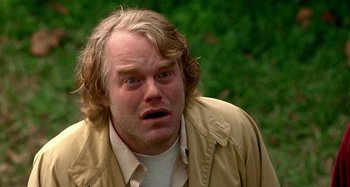 Movie still from “Love Liza” (2002), directed by Todd Louiso – A person wearing a jacket; Close Up shot, Over the shoulder angle