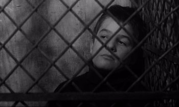 Movie still from “Love on the Run” (1979), directed by François Truffaut – A young boy looking through a chain link fence; Close Up shot, Low angle