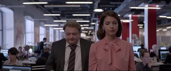 Movie still from “Loveless” (2017), directed by Andrey Zvyagintsev – A man and a woman standing next to each other; Medium shot, Low angle