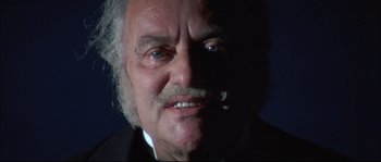 Movie still from “Ludwig” (1973), directed by Luchino Visconti – An old man with a beard and a mustache; Close Up shot, Low angle