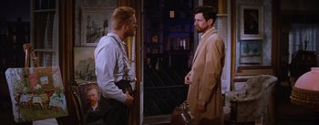 Movie still from “Lust for Life” (1956), directed by George Cukor – Two men are standing next to each other; Medium shot, Over the shoulder angle