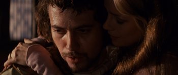 Movie still from “Macbeth” (1971), directed by Roman Polanski – A man and a woman; Close Up shot, Over the shoulder angle