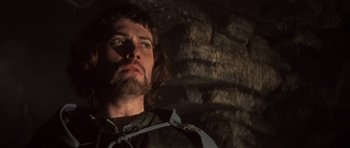 Movie still from “Macbeth” (1971), directed by Roman Polanski – A person with a beard; Close Up shot, Low angle