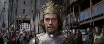 Movie still from “Macbeth” (1971), directed by Roman Polanski – A person wearing a crown; Close Up shot, Low angle