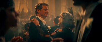 Movie still from “Magic in the Moonlight” (2014), directed by Woody Allen – A man and a woman dancing together in a ballroom; Close Up shot, Low angle