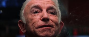 Movie still from “Magnolia” (1999), directed by Paul Thomas Anderson – An older man with white hair looking up at the sky; Extreme Close Up shot, Low angle