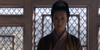 Movie still from “Marco Polo” (2014), created by John Fusco – A woman in a traditional chinese dress; Close Up shot, Low angle
