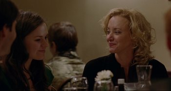 Movie still from “Margaret” (2011), directed by Kenneth Lonergan – Two women sitting at a table talking to each other; Close Up shot, Over the shoulder angle