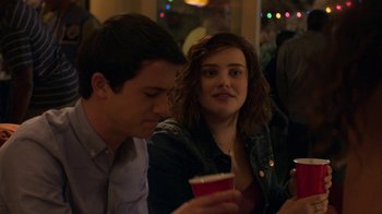 Movie still from “13 Reasons Why” (2017), created by Brian Yorkey – Close Up shot, Over the shoulder angle