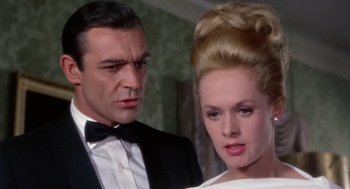 Movie still from “Marnie” (1964), directed by Alfred Hitchcock – Sean connery and tippi hedren in the 1 9 6 0 film , goldfinger; Close Up shot, Low angle
