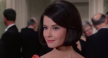 Movie still from “Marnie” (1964), directed by Alfred Hitchcock – A person wearing a dress; Close Up shot, Over the shoulder angle