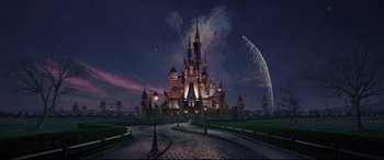 An image of a castle in the middle of the night