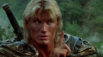 Movie still from “Masters of the Universe” (1987), directed by Gary Goddard – Close Up shot, Over the shoulder angle