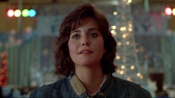 Movie still from “Masters of the Universe” (1987), directed by Gary Goddard – A person wearing a jean jacket; Close Up shot, Over the shoulder angle