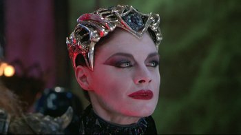 Movie still from “Masters of the Universe” (1987), directed by Gary Goddard – A person wearing a crown; Close Up shot, Low angle