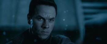 Movie still from “Max Payne” (2008), directed by John Moore – A man's face in the dark; Close Up shot, Low angle