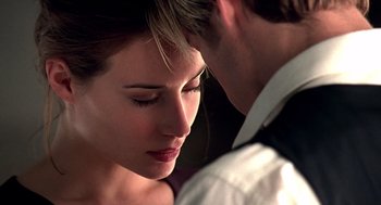 Movie still from “Meet Joe Black” (1998), directed by Martin Brest – A man and a woman face to face; Close Up shot, Over the shoulder angle