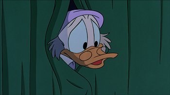 Movie still from “Mickey's Christmas Carol” (1983), directed by Burny Mattinson – The head of scrooge mcduck; Close Up shot, High angle