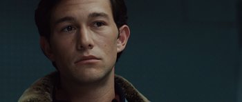 Movie still from “Miracle at St. Anna” (2008), directed by Spike Lee – A man's face in a brown jacket; Close Up shot, Low angle