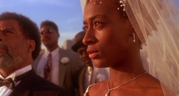 Movie still from “Mo' Better Blues” (1990), directed by Spike Lee – A woman in a wedding dress and a veil; Close Up shot, Low angle