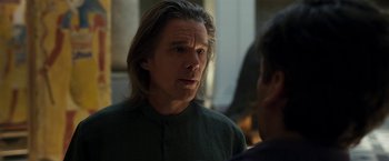 Movie still from “Moon Knight” (2022), directed by Mohamed Diab – A person talking to another person; Close Up shot, Over the shoulder angle