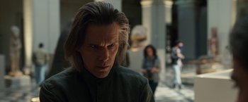 Movie still from “Moon Knight” (2022), directed by Mohamed Diab – A person with long hair; Close Up shot, Over the shoulder angle