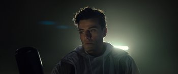 Movie still from “Moon Knight” (2022), directed by Mohamed Diab – A person wearing a hooded sweatshirt; Close Up shot, Low angle