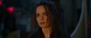 Movie still from “Mortal Engines” (2018), directed by Christian Rivers – A person with long hair; Close Up shot, Low angle