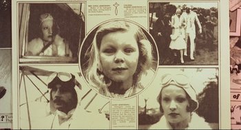 Movie still from “Murder on the Orient Express” (1974), directed by Sidney Lumet – An old photo of a young girl and some other people; Extreme Close Up shot, Overhead angle
