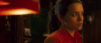 A person wearing a red shirt