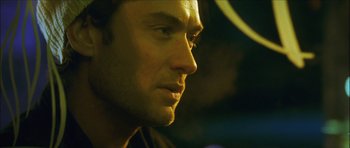 Movie still from “My Blueberry Nights” (2007), directed by Kar-Wai Wong – A man's face in the dark; Close Up shot, Low angle