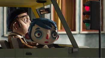 Movie still from “My Life as a Zucchini” (2016), directed by Claude Barras – The head of an animated character; Close Up shot, Over the shoulder angle