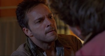 Movie still from “My Own Private Idaho” (1991), directed by Gus Van Sant – A person looking at a person; Close Up shot, Over the shoulder angle