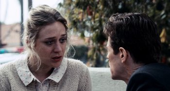 Movie still from “My Son, My Son, What Have Ye Done” (2009), directed by Werner Herzog – A woman and a man are talking to each other; Close Up shot, Over the shoulder angle