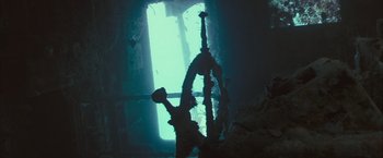 Movie still from “Oceans” (2009), directed by Jacques Cluzaud – A view of the inside of an underwater cave; Wide shot, Low angle