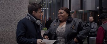 Movie still from “Office Christmas Party” (2016), directed by Will Speck – A man and a woman are talking to each other; Medium shot, Over the shoulder angle