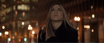 Movie still from “Office Christmas Party” (2016), directed by Will Speck – A woman with long blonde hair wearing a black jacket; Close Up shot, Low angle