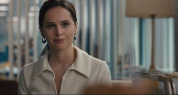 Movie still from “On the Basis of Sex” (2018), directed by Mimi Leder – A person wearing a jacket; Close Up shot, Over the shoulder angle