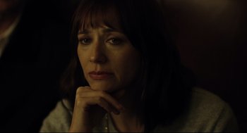 Movie still from “On the Rocks” (2020), directed by Sofia Coppola – A person with her hand under her chin; Close Up shot, Over the shoulder angle