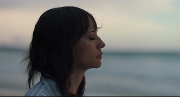Movie still from “On the Rocks” (2020), directed by Sofia Coppola – A person with her eyes closed; Close Up shot, High angle