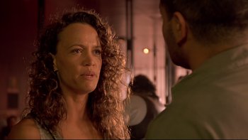 Movie still from “Once Were Warriors” (1994), directed by Lee Tamahori – A person talking to another person; Close Up shot, Over the shoulder angle