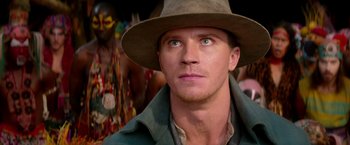 Movie still from “Pan” (2015), directed by Joe Wright – A person wearing a hat; Close Up shot, Over the shoulder angle